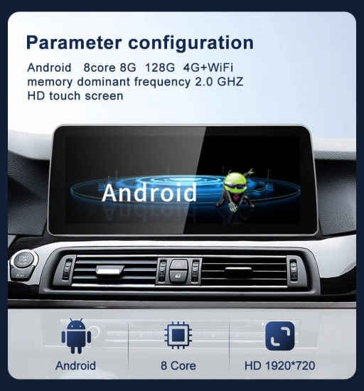 2025 12,3" Android-Display für BMW 5er F10/F11 – CIC – 4GB RAM 32GB ROM – Wireless CarPlay & Android Auto (ID6/ID7/ID8 UI)